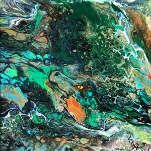 Art Print from my Original Work 12" x 12" "Here There Be Dragons" Acid Free